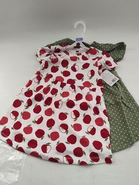 Hudson Baby Girls Cotton Dresses 2pk Apple/Sage 5T                    P#705-707